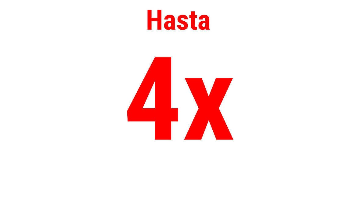 Texto en rojo que indica “Hasta cuatro veces”