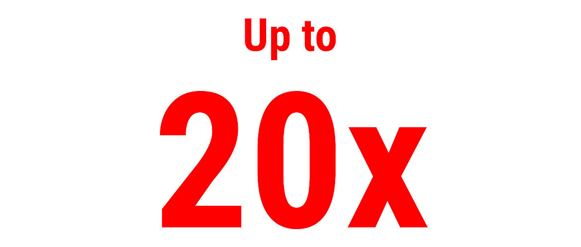 Red text reading “Up to 20 times”