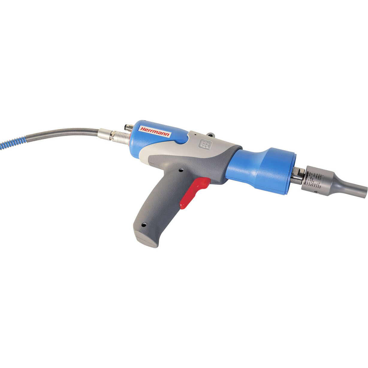 Handheld ultrasonic welder  with handle, sonotrode and hose connection