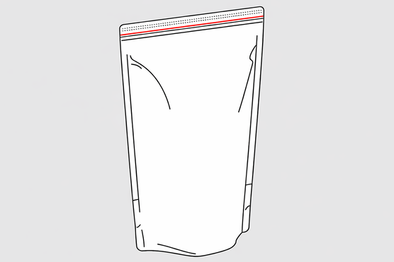 Pillow bag with red marked ultrasonic top seal